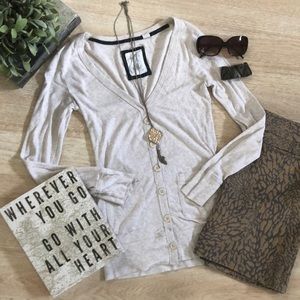 Heathered cream long cardigan